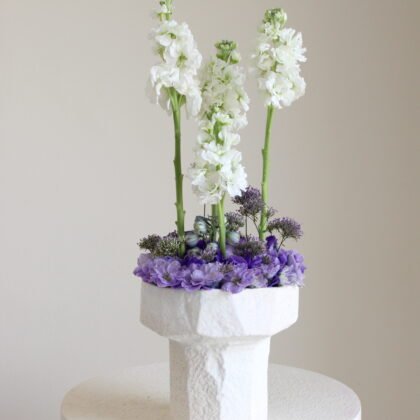 white purple vase